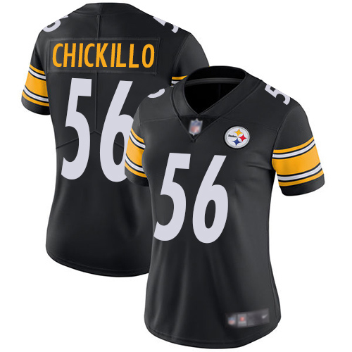 Women Pittsburgh Steelers Football #56 Limited Black Anthony Chickillo Home Vapor Nike NFL Jersey